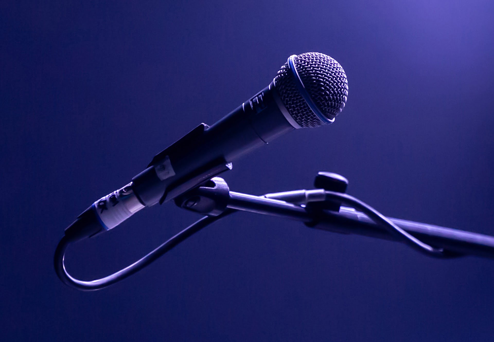 microphone against blue background